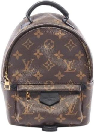 Louis Vuitton Pre-owned Coated Canvas Backpack - Dames - Vintage Rugzakken - Bruin - ONE Size - Leer - Vintage