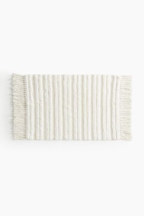 H&M Badematte aus Baumwolle mit Fransen - Weiss