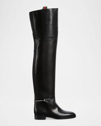 Gucci Clive Leather Over-The-Knee Boots