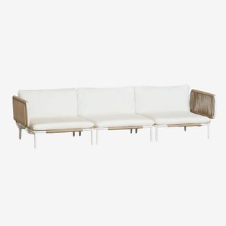 Sklum Conjunto De Jard&iacute;n Con Sof&aacute; Modular De 3 Piezas Con 2 M&oacute;dulos Esquineros En Acero Roubly Sklum