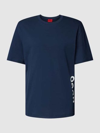 HUGO BOSS Relaxed Fit T-Shirt mit Label-Print in Dunkelblau, Größe L