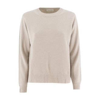 Le Tricot Perugia Luxe Wol Zijde Blend Trui - Dames - Ronde hals truien - Beige - L - Wol - Truien & Vesten