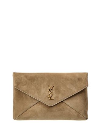 Saint Laurent Cassandre Large Suede Envelope Pouch