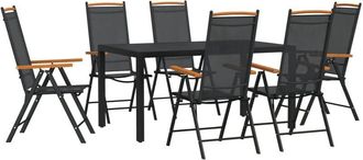 vidaXL 7 Piece Garden Dining Set Black Aluminium vidaXL