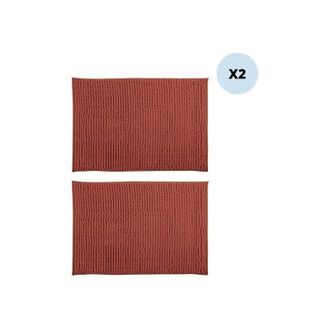 MSV Juego De 2 Alfombras De Ba&ntilde;o De Microfibra Chenille 50x80 Cm Terracota Msv