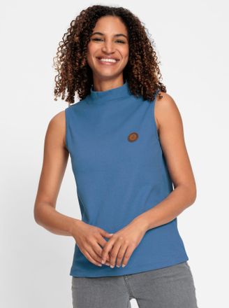 Casual Looks Shirttop CASUAL LOOKS, Damen, Gr. 36, blau (mittelblau), 95% Baumwolle, 5% Elasthan, unifarben, Tops Shirttop