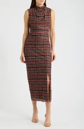 Vince Camuto Geometric Print Mesh Sheath Dress in Wbk at Nordstrom, Size 10