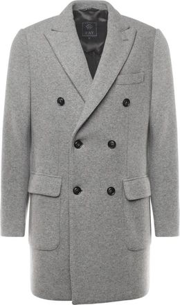 Fay Double-Breasted Coats - Heren - Mantel - Grijs - S - Wol - Jassen