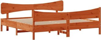 vidaXL Vidaxl - Cama Sin Colch&oacute;n Madera Maciza De Pino Marr&oacute;n Cera 180x200 Cm