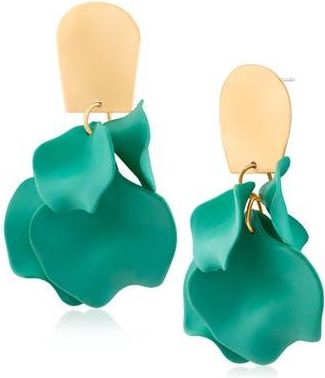 Jardin Ginkgo Flower Drop Earrings in Teal/Gold at Nordstrom Rack