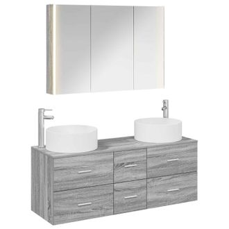 vidaXL Juego De Muebles De Ba&ntilde;o 4 Uds. Sonoma Gris Vidaxl
