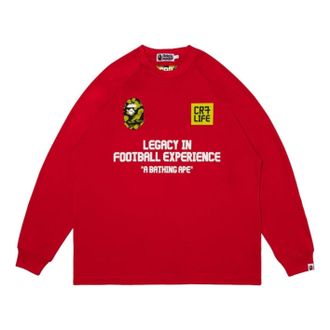 A Bathing Ape x Cristiano Ronaldo CR7 Life Multi Logo Poly Relaxed Fit Jersey Red 0ZXLTM905111PRDX