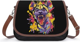 Generic Colorful Graffiti Art Hyena Small Womens Crossbody Bags Shoulder Handbag with Adjustable Strap for Travel