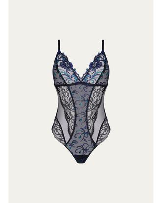 Lise Charmel Embroidered Lace & Tulle Bodysuit