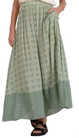 Elan Willow Wander Maxi Skirt In Green