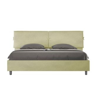 ITYhome Letto Matrimoniale King Size Rivestito In Microfibra - Mados - Dimensione Rete: 180x210 - Tipologia Letto: Con Rete E Contenitore - Colore: T&egrave; Verde