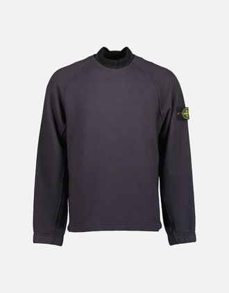 Stone Island Mens Organic Cotton Diagonal Fleece Sweatshirt - Navy - Size: 40