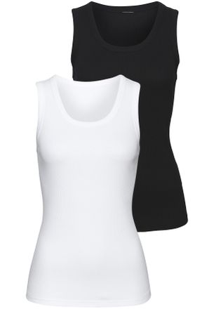 Vivance Tanktop VIVANCE aus weichem Rippen-Jersey, Damen, Gr. 32/34, schwarz-weiss (schwarz, wei&szlig;), Rippware, Obermaterial: 95% Baumwolle, 5% Elasthan, unifar