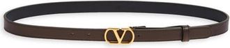 Valentino Garavani VLOGO Signature Leather Belt in Rel Oak Brown at Nordstrom, Size 100