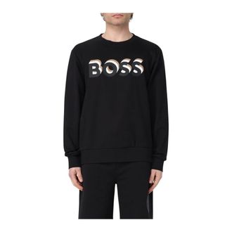HUGO BOSS Sweatshirts, male, Black, 2XL, White Crewneck Sweatshirt for Men
