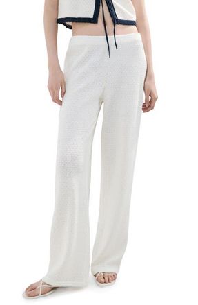 Mango Nati Textured Straight Leg Pants in Ecru at Nordstrom, Size X-Small