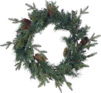 Beliani Beliani - Corona De Navidad Con Pi&ntilde;as Sint&eacute;ticas Y Bayas Para Puerta 60 Cm Verde Kamerun