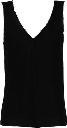 VOZ V-neck linen top - women - Linen/Flax - L - Black
