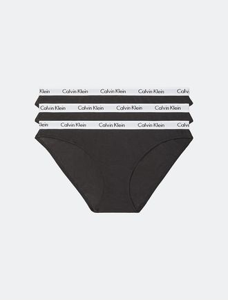 Calvin Klein Womens Carousel Logo Cotton 3-Pack Bikini - Black - XS
