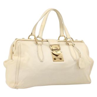 Miu Miu Beau Top Handle Leather Beige Leather Handbag (Pre-Owned)