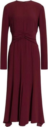 Alberta Ferretti Jurk met lange mouwen en gedrapeerde taille - Dames - Casual kleedjes - Rood - XS - Polyester - Kleedjes