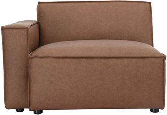 Miliboo M&oacute;dulo De Esquina Izquierda Para Sof&aacute; En Cuero Marr&oacute;n Split