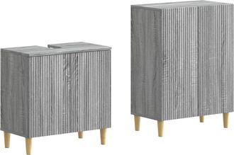 vidaXL Juego De Gabinete De Ba&ntilde;o De 2 Piezas Arnhem Sonoma Gris Vidaxl