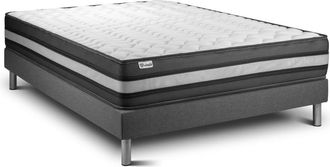 VITALIT Somier gris + colch&oacute;n con espuma viscoel&aacute;stica 160 x 190