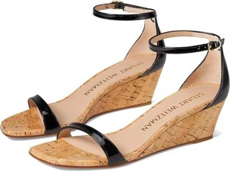 Stuart Weitzman Womens Stuart Weitzman Nudistcurve SA899- Sandals Black Wedge Heel HTAT231