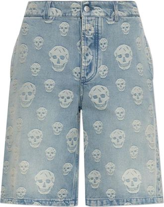 Alexander McQueen Alexander McQueen, Denim Shorts, male, Blue, Size: XL Denim Shorts with a Monogram