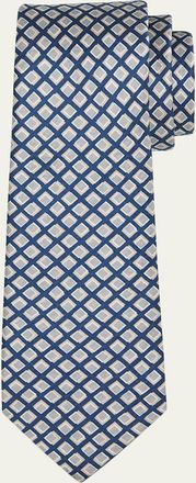 Giorgio Armani Mens Diamond-Print Silk Tie