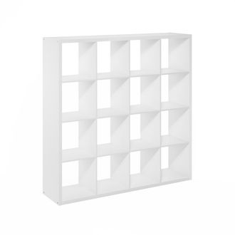 Furinno Cubicle Open Back Decorative Cube Storage Organizer, 16-Cube, White