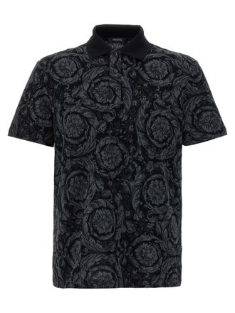 Versace Gray Cotton Polo Mens Shirt