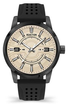 Kenneth Cole Reaction Analong Silicone Strap Watch, 43mm in Black at Nordstrom Rack