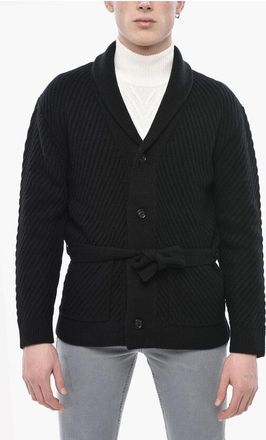 Paolo Pecora Virgin Wool Ribbed Cardigan size M