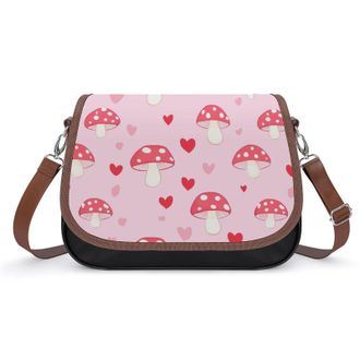 Generic Mushroom Heart Pattern Crossbody Bags for Women Fashion Leather Shoulder Handbags With Adjustable Strap