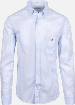 GANT Mens Gant Reg Poplin Stripe Shirt Light Blue - Size: 38