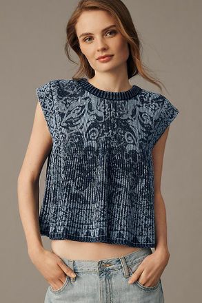 Pilcro Cotton Cap-Sleeve Swing Sweater Top