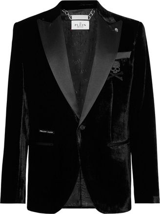 Philipp Plein Lord single-breasted velvet blazer - men - Cotton/Viscose/Acetate/Polyester - 50 - Black