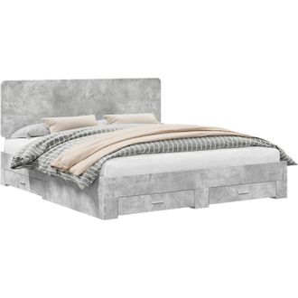 vidaXL Bed Frame Concrete Grey 180 x 200 cm Engineered Wood vidaXL