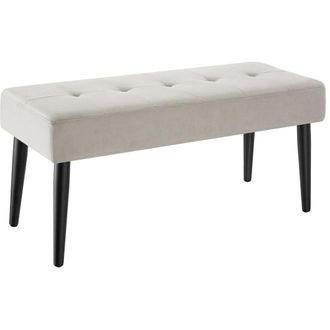 TecTake Banco acolchado terciopelo, patas acero, 220kg, topo 95x38x45cm