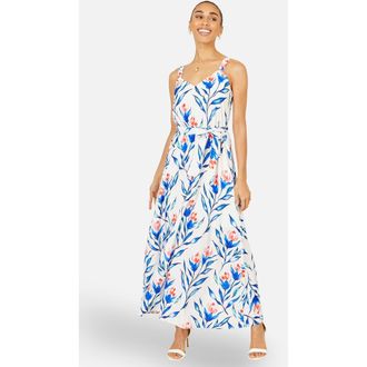 Yumi Floral Print Maxi Sun Dress in White at Nordstrom, Size 12