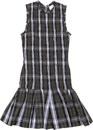 Patou Shirred Tartan-check Mini Dress
