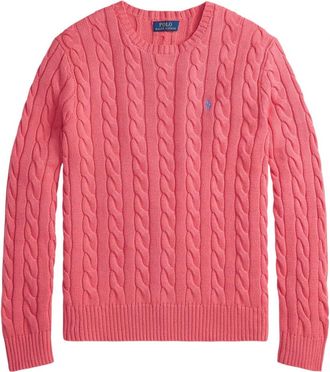 Ralph Lauren Cable Knit Sweater - Heren - Ronde hals truien - Rood - L - Katoen - Truien & Vesten