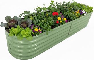 Relaxdays Relaxdays Huerto Elevado, Metal, Xxl, Flores, Plantas & Verduras, Hxbxt: 45x240x60 Cm, Cama Semicircular, Verde Salvia